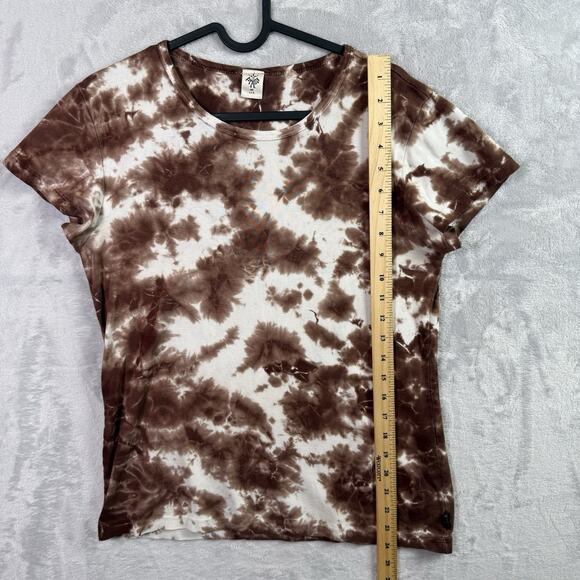 Prana Brown Tie Dye T Shirt Women's Medium Short Sleeve Western Boho Festival - Picture 11 of 12